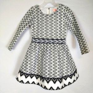 Girls Long Sleeve Dress Size 6 Black White